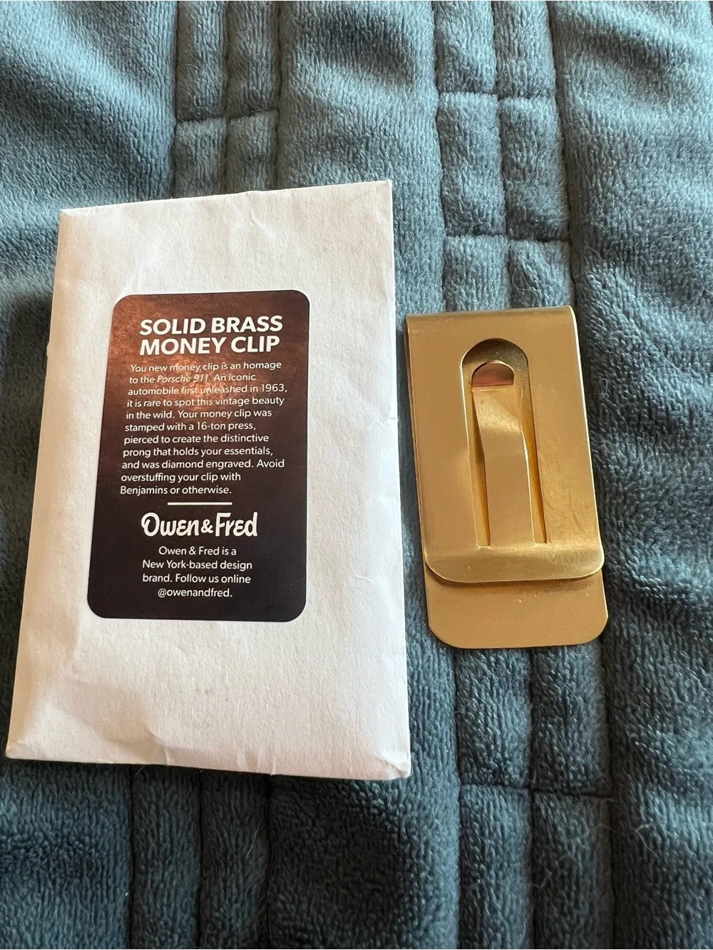 Solid Brass Porsche 911 engraved Money Clip — Gold
